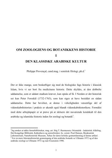 om zoologiens og botanikkens historie i den klassiske arabiske kultur