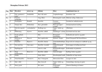 Menuplan Februar 2013 - Sophielund.horsholm.dk