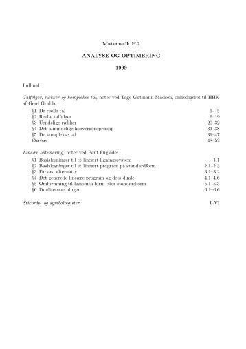 Analyse og Optimering - Institut for Matematiske Fag - Københavns ...