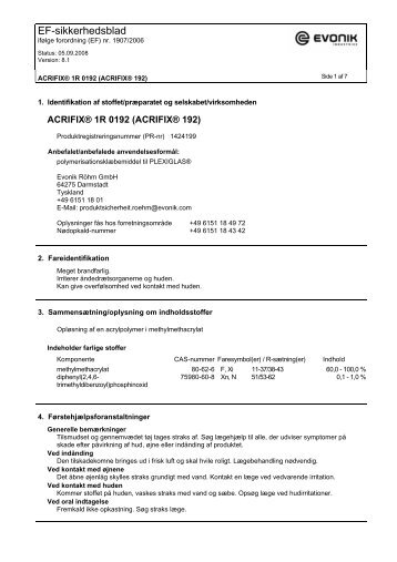 EF-sikkerhedsblad - Interglas