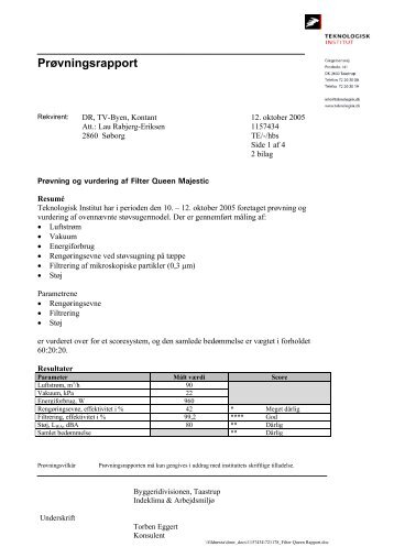 Test-rapport om Filter Queen - DR