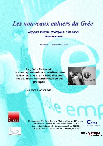 cahier du GREE numero 6 avec couv - Groupe de Recherche sur l ...