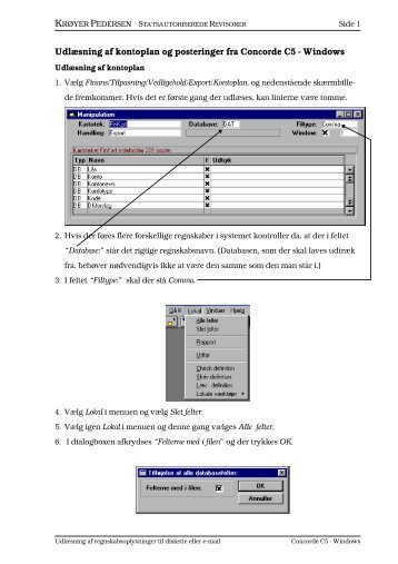 Udlæsning af kontoplan og posteringer fra Concorde C5 - KRØYER ...