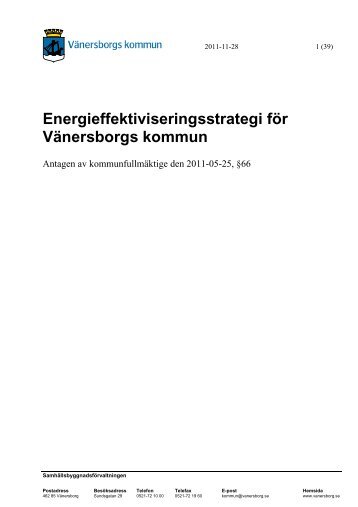 Energieffektiviseringsstrategi för Vänersborgs kommun