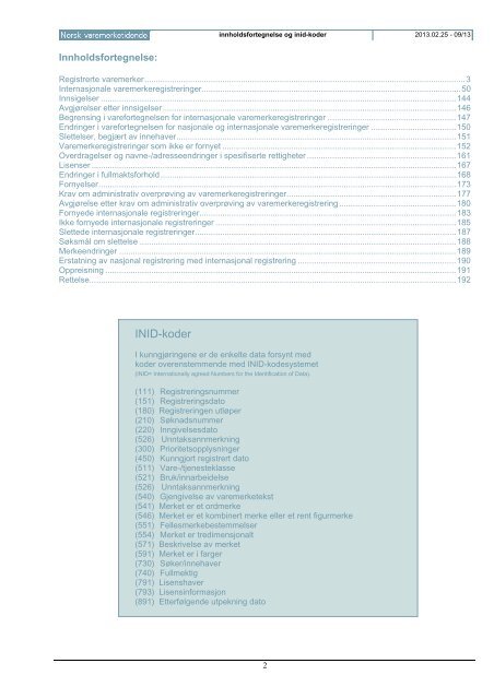 Norsk Varemerketidende nr 09/13 - Patentstyret