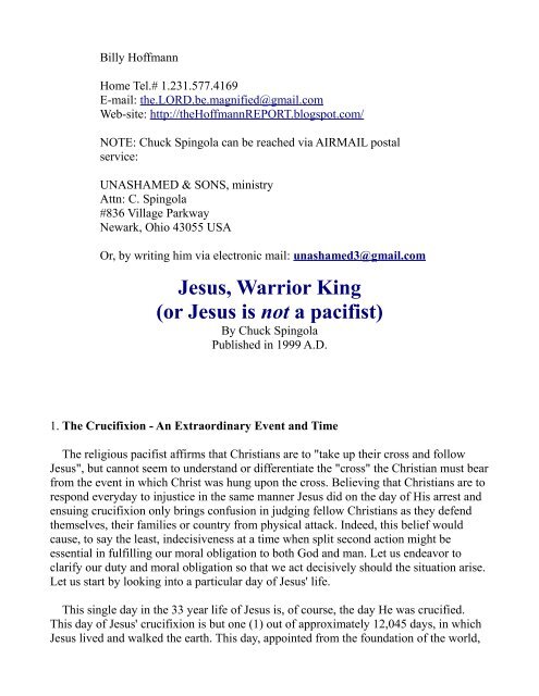 Jesus, Warrior King Subtitled: or Jesus is not a pacifist