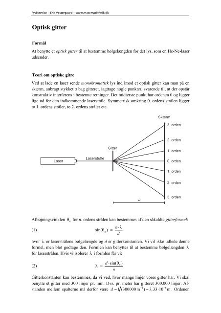 Optisk gitter - matematikfysik