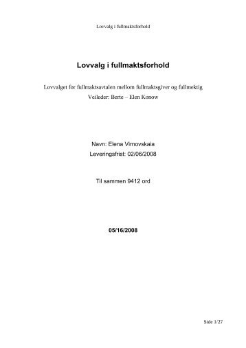 Lovvalg i fullmaktsforhold - (BORA) - UiB