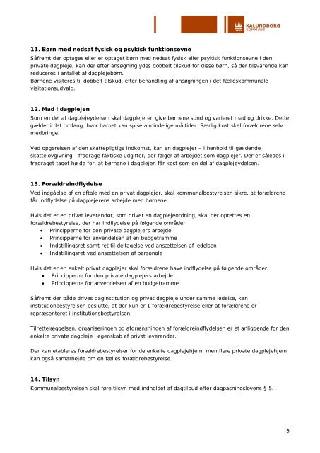 Godkendelseskriterier for drift af privat dagpleje - Kalundborg ...