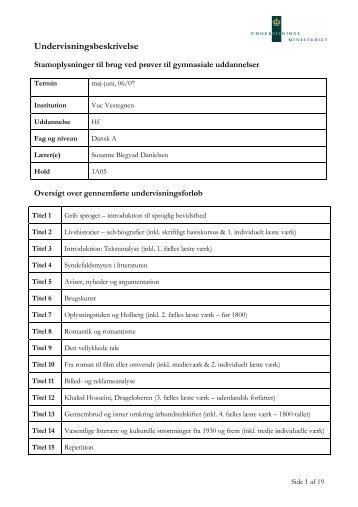 Undervisningsbeskrivelse - VUC Vestegnen