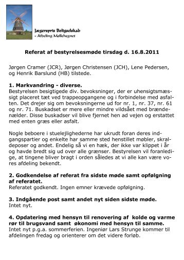 110816 referat af bestyrelsesmøde - Domea