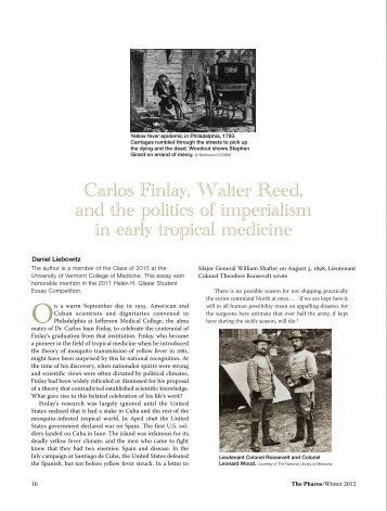 Carlos Finlay, Walter Reed, and the politics of imperialism in early ...
