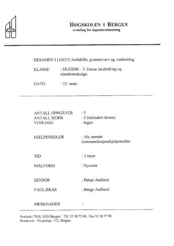 LOJ215 Jordskifte, grunnerverv og verdsetting nynorsk - Høgskolen i ...
