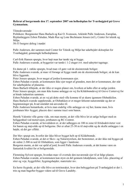 Referat af borgermøde den 17 - Greve Kommune