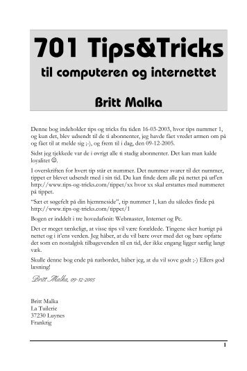 701 Tips&Tricks til computeren og internettet Britt Malka - Tips | Tricks