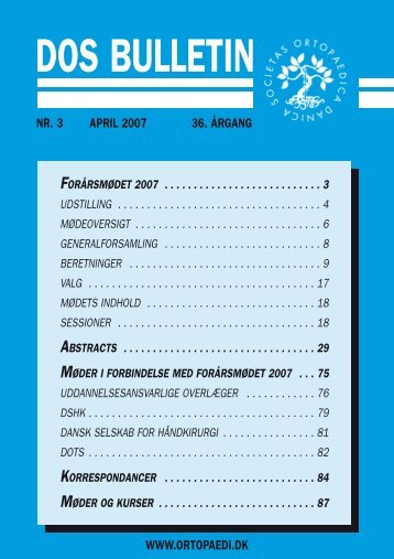 DOS BULLETIN - Dansk Ortopædisk Selskab