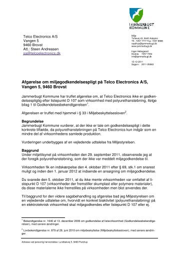 afgørelse om ikke godkendelsespligt type D 107 - Jammerbugt ...