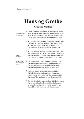 Christian Winther: "Hans og Grethe". - eOpgaver