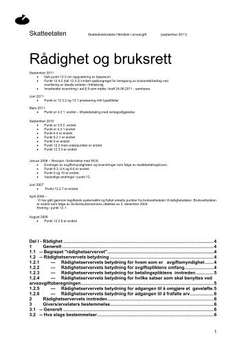 Rådighet og bruksrett (oppdatert september 2011) - Skatteetaten