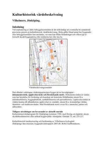 Kulturhistorisk värdebeskrivning - Jönköpings kommun
