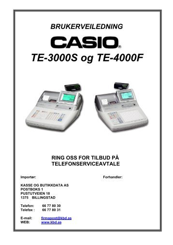 casio te-3000s / te-4000f - Kasse og Butikkdata AS