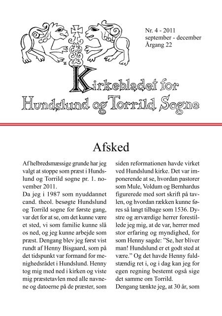 Afsked - Hundslund og Torrild kirker