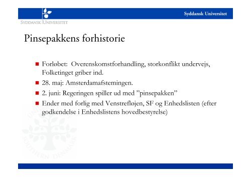 Pinsepakke og efterlønsforlig