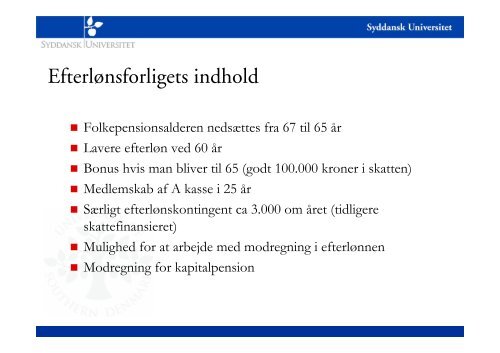 Pinsepakke og efterlønsforlig