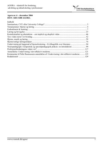 AGORA - tidsskrift for forskning, udvikling og idéudveksling i ...