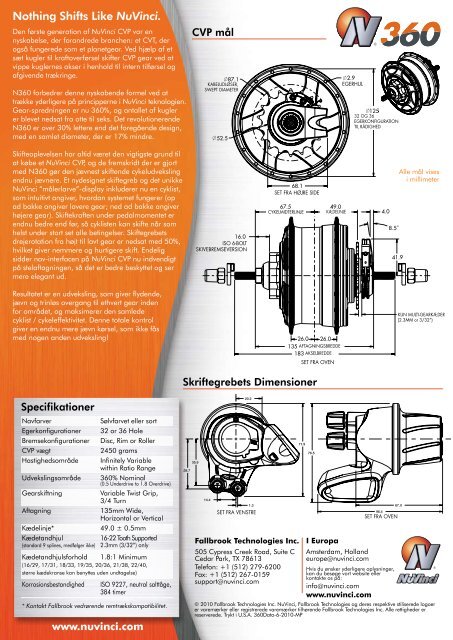 MODEL N360 NuVinci® CVP - Fallbrook Technologies Inc.