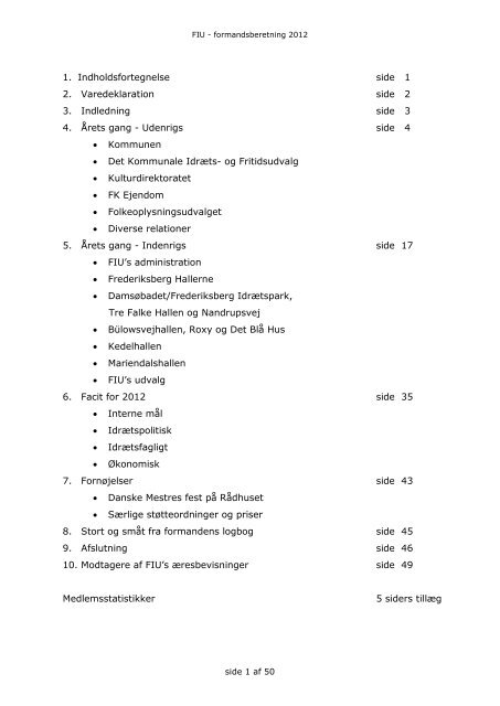 1. Indholdsfortegnelse side 1 2. Varedeklaration side 2 3. Indledning ...