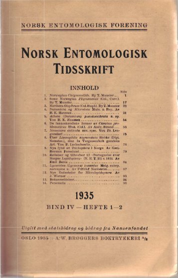 NORSK ENTOMOLOGISK FORENING
