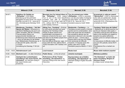 wochenprogramm / weekly programme / le programme ... - Lech-Zürs