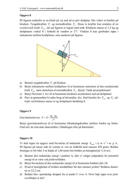 Diverse små mekanikopgaver i Maple - matematikfysik