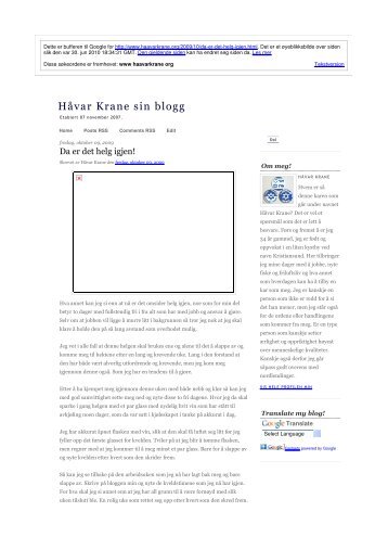 Håvar Krane sin blogg