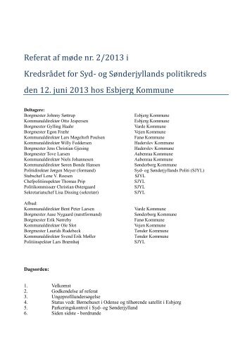 Kredsrådsmøde 2/2013 - Politiets