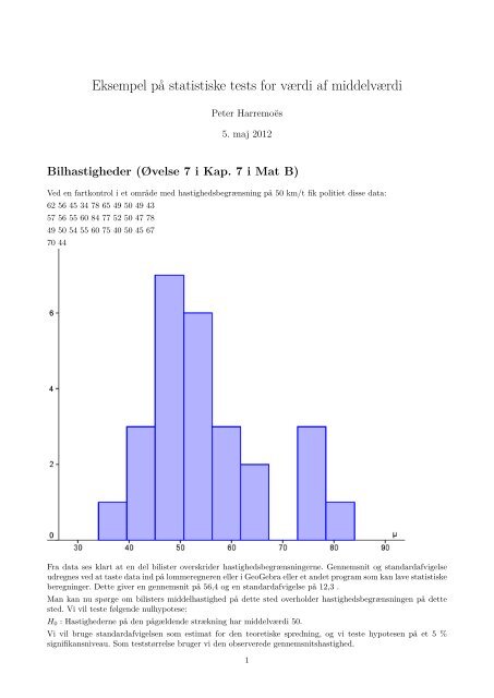 Eksempel på statistiske tests for værdi af middelværdi - Forside for ...