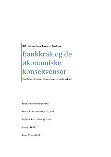 Bankkrak og de økonomiske konsekvenser - IBC