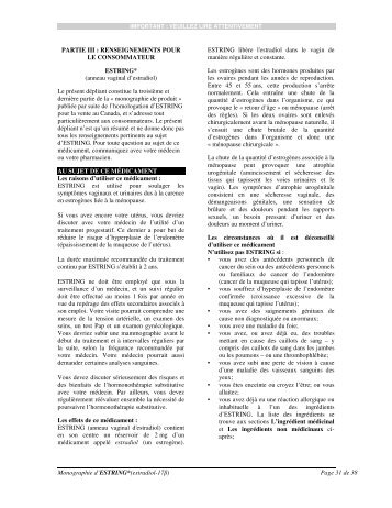 Monographie d'ESTRING*(estradiol-17β) Page 31 de ... - Paladin Labs