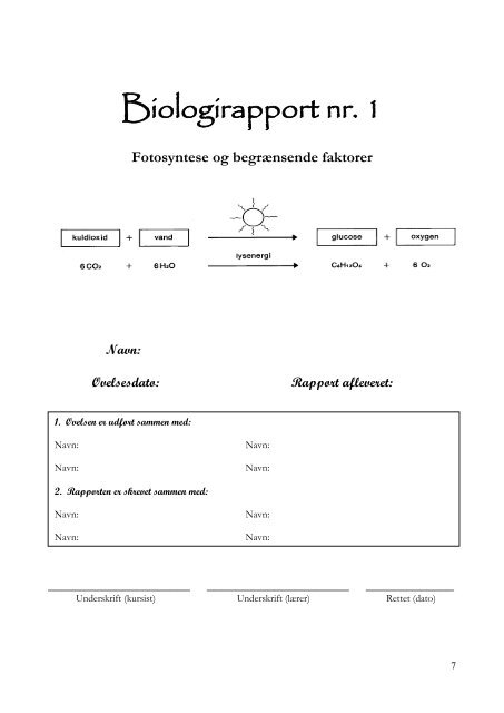 Laboratoriekursus Biologi B-niveau - KVUC