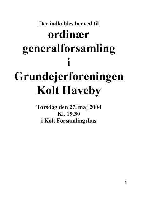 Indkaldelsen til generalforsamlingen 2004 - GKH