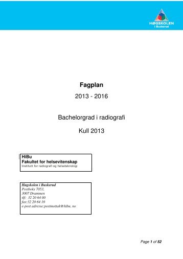 Fagplan kull 2013 - Høgskolen i Buskerud