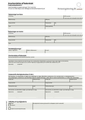 Anerkendelse af faderskab - Personregistrering.dk