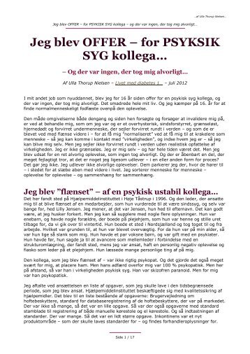 Jeg blev OFFER – for PSYKSIK SYG kollega… - Ulla Thorup Nielsen