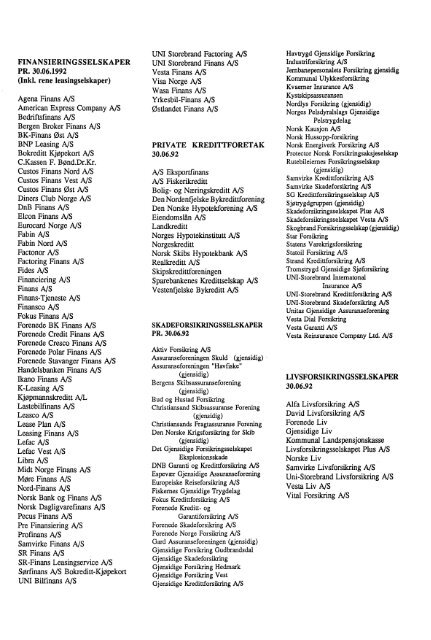 Bank- og kredittstatistikk. Aktuelle tall 1992 nr. 24 - SSB