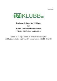 Brukerveiledning for 123klubb for Klubb administrator ... - 123klubb.no