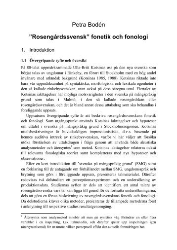 Rosengårdssvensk” fonetik och fonologi - Person2.sol.lu.se - Lunds ...