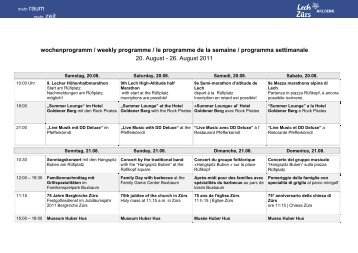 wochenprogramm / weekly programme / le programme ... - Lech-Zürs