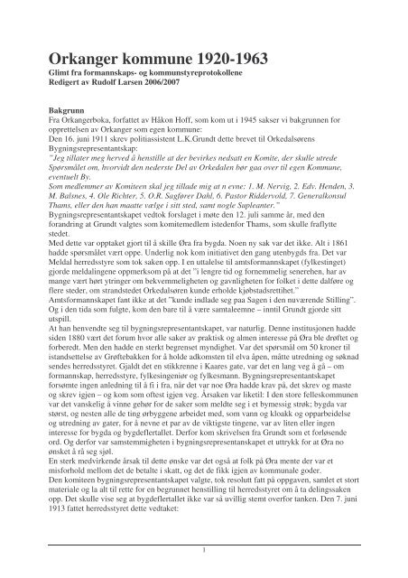 Orkanger kommune 1920-1963 - Orkanger info