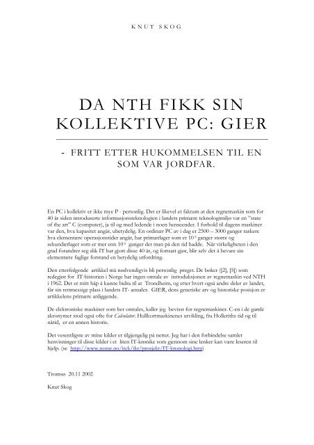 DA NTH FIKK SIN KOLLEKTIVE PC: GIER